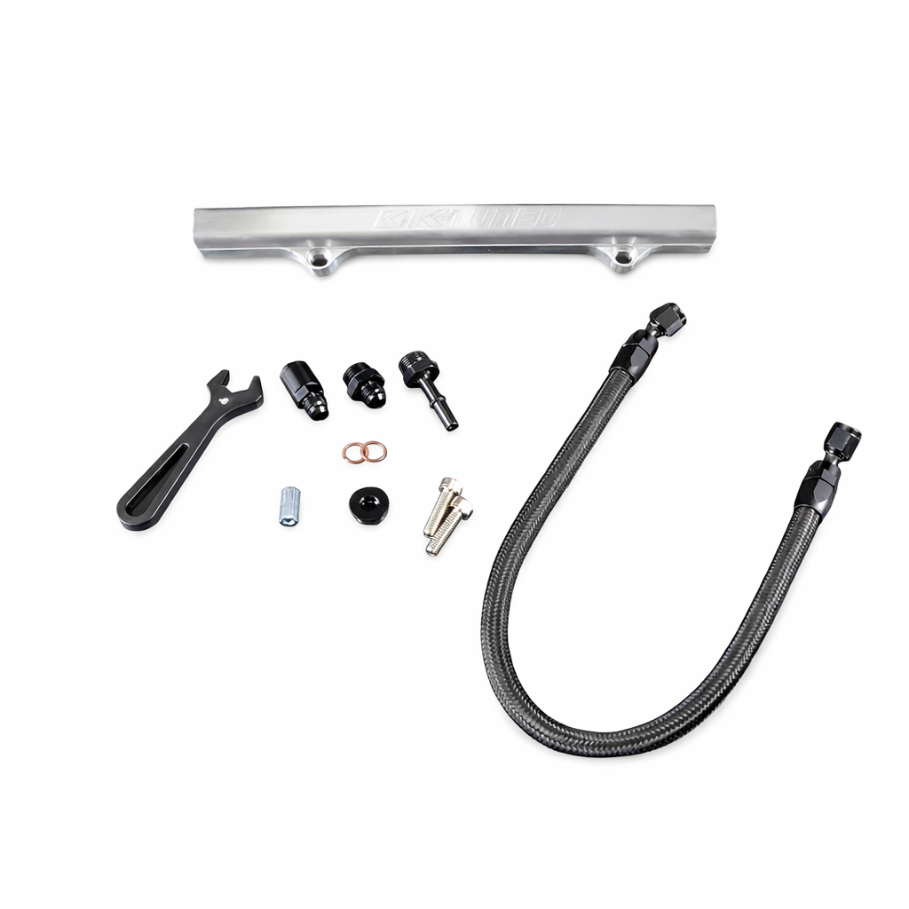 K-Tuned Brushed Fuel Rail Kit: Center Feed